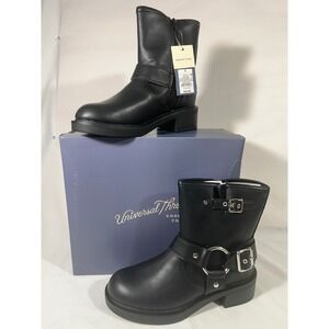 Universal Thread Womens Black Moto Buckle Booties Memory Foam Combat Size 7.5